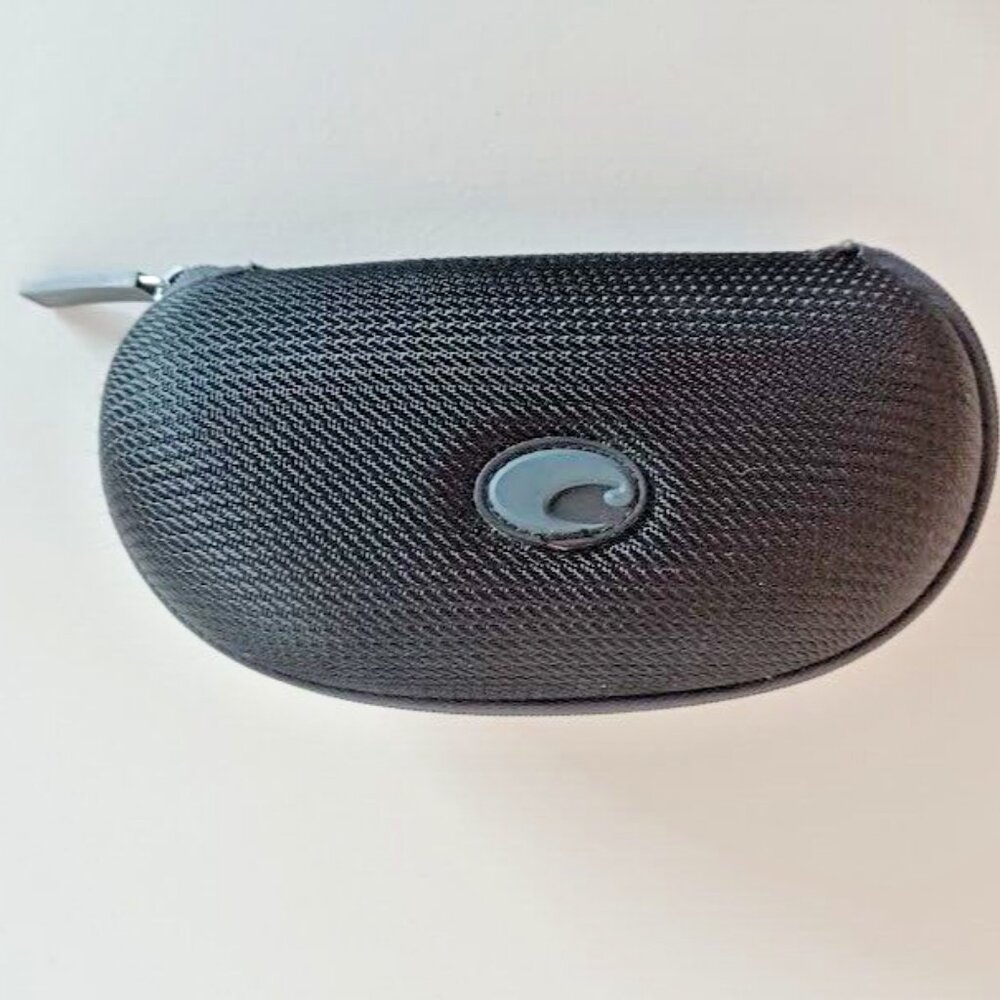 Costa Del Mar Black Sunglass Zipper Hard Clamshell‎ Case w/blue cleaning cloth!